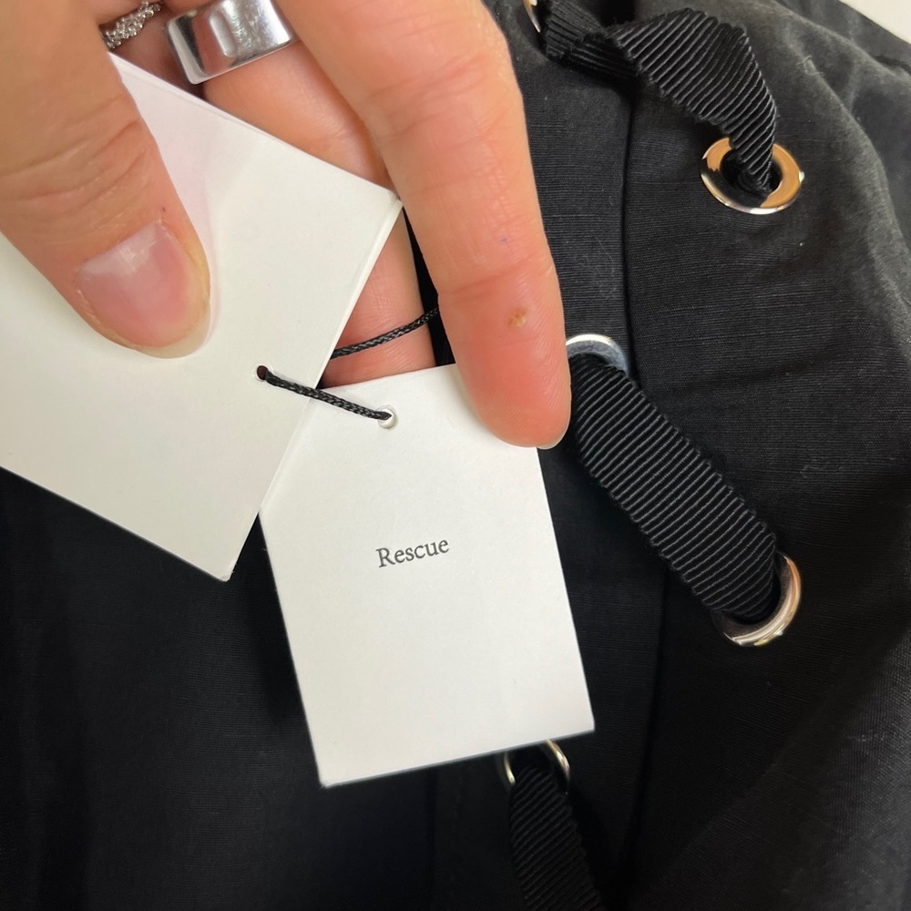 NWT Sandro Clara Lace-Up Black Mini Dress Linen FR 40 US 8 Gothic Academia LBD - Picture 4 of 14